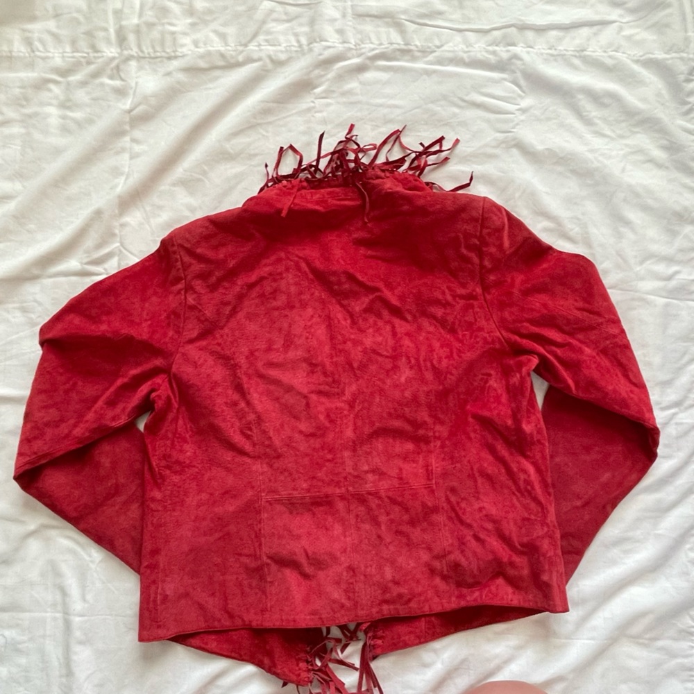 Fringe Red Leather Jacket - Picture 2 of 6